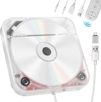 Portable External CD Player for Car USB Port AUX Port, Car CD Player with USB C Adapter Extension Cable, for Car Without CDs Player, Automobile, Laptop, TV, Work Vertically and Horizontally