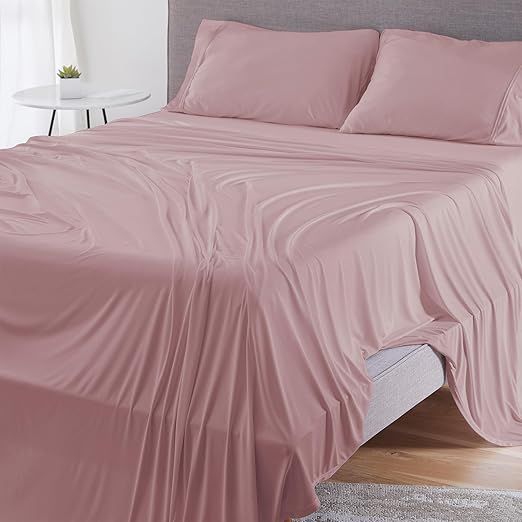 Bedgear Dri-Tec Sheet Set – Moisture Wicking Technology, Breathable, Cooling Sheets – Flat Sheet, Fitted Sheet, Pillowcases – for All Mattress Types, Bedding Dorm Apartment Essentials, Queen, Blush