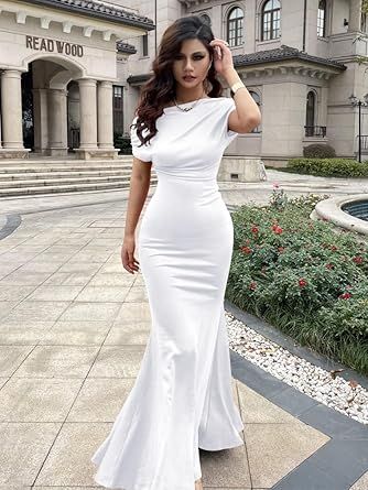 YMDUCH Women's Elegant Sleeveless Off Shoulder Bodycon Long Formal Party Evening Dress