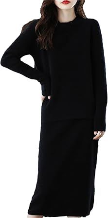 Women's Wool Knitted Sweater+Skirt Sets Two-Piece Sweater Set