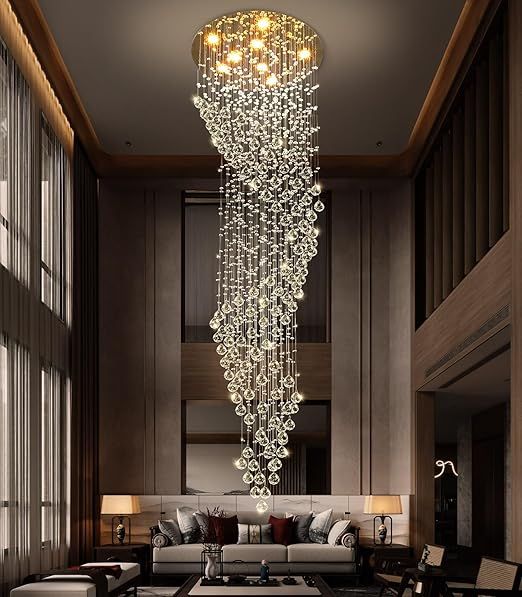 About this item  •   【Easy install】Minimal Assembly Required, all the pendants are pre-wired and pre-threaded for easy installation, only need install the fixture into the ceiling box, then assembled big crystal pendants •   【Chandelier Size】Width 24'', f