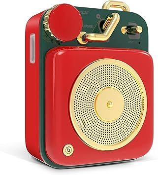 Muzen Mini Bluetooth Speaker, Button Small Cute Portable Metal Retro Wireless Speaker with Loud Volume Great Sound and Portable Lanyard & Gift Bag for Office Classic Vintage Decor