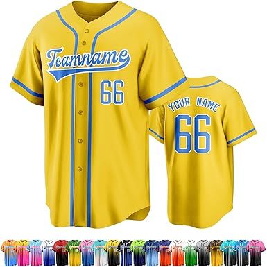 Custom Baseball Jersey Personalized Team Uniforms for Men Women Boys and Girls Add Your Name Number or Logo