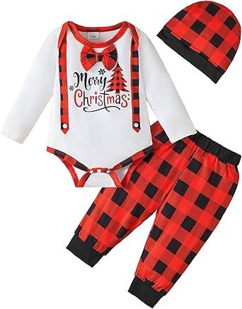 Baby Boy Clothes Infant Newborn Outfits Long Sleeve Letter Print Romper + Hat + Pants Set