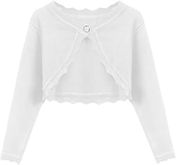 Arshiner Girls Open Front Bolero Shrug Kids Long Sleeve Cropped Elegant Cardigan Knit Sweater
