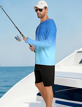 About this item  •   【PREMIUM FABRIC】:Mens rash guard shirt is Made of 88% polyester and 12% spandex, designed to be lightweight, quick-drying, Ultra-Soft, Good elasticity and breathable. It keeps you cool and comfortable during intense workouts or under 