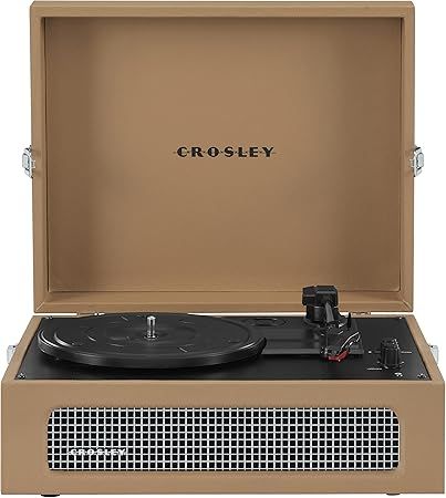 Crosley CR8017B-TA Voyager Vintage Portable Vinyl Record Player Turntable with Bluetooth in/Out and Built-in Speakers, Tan