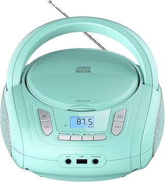 Portable CD Player Boombox with Bluetooth,FM Radio,USB MP3 Playback,CD Players for Home or Outdoor