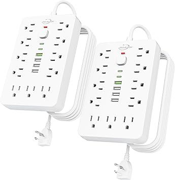 About this item    •   ?【17 in 1 Compact powerstrip】With dimensions of just 6.5" x 4.3" x 1" (16.5cm x 11cm x 2.5cm), JouleLoom 6 FT extension cord power strip redefines portability without compromising on functionality. 11 AC outlet is strategically spac