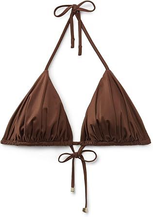 CALZEDONIA Woman's Removable Padding Triangle Swimsuit Top Shiny Satin