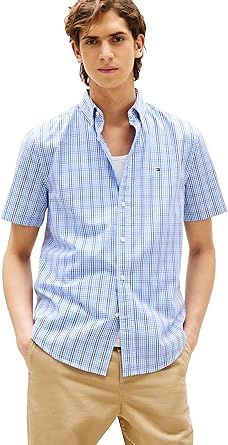 Tommy Hilfiger Men's Short Sleeve Oxford Shirts in Regular Fit, Men's Button Down Shirts