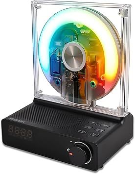 Mydash Desktop CD Player with Bluetooth 5.4 Transmitter & Receiver, FM Radio, Ambient Lighting, Sleep Timer, HiFi Speakers, Aesthetic Home Audio System for Kpop & Audiophiles, Black
