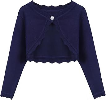 Arshiner Girls Open Front Bolero Shrug Kids Long Sleeve Cropped Elegant Cardigan Knit Sweater