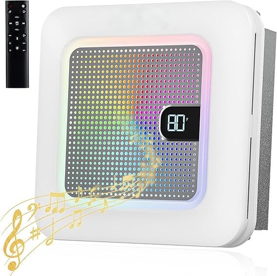 Bathroom Exhaust Fan with Bluetooth Speaker, 230 CFM 1 Sone Exhaust fan with light. 7 RGB 3 Dynamic Light & 3 Color Temperatures (3000-4500-6500K), 11.22" x11.22" Mount, Remote Control (Grey)