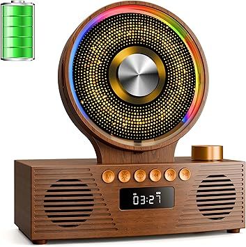 Retro Portable CD Player for Home Decor, CD Player with Speakers, Bluetooth/Battery/Remote, Desktop Vintage CD Players for Kids to Seniors, Combo with Radio/USB Driver/Stereo Sound/AUX/Timer
