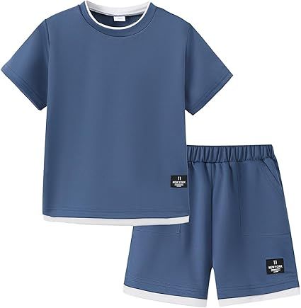 Boy Clothes Kids Boy's Summer Outfits Shorts Sleeve Crewneck T Shirt Tops Tees Shorts Sets Boy's 2 Piece Outfits