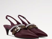 LV Vibe high-heeled shoes with a back strap.