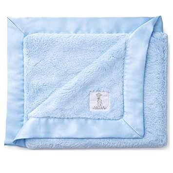 Little Giraffe Baby Blanket - Luxe Soft Blanket with Satin Trim - Baby Stroller Blanket - Newborn Baby Essentials & Baby Gifts - 29x35" - Cornflower
