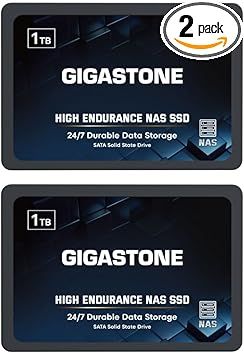 Gigastone 【NAS Certified】 High Endurance 1TB SSD (2-Pack) for Gaming/PC/Laptop/NAS SSD TLC 24/7 Reliable 2.5" SATA Internal Solid State Drives RAID Data Storage 2.5 inches SATA 3.0