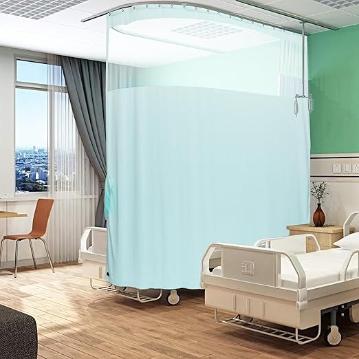 Medical Privacy Screen Office Showroom Curtains That Let Light in - Flame Retardant Hanging Room Divider - Meets for Fire Proof Testing (1 Panel, Lakeblue, 15x8ft)