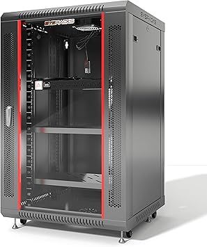 Sysracks 18U Wall Mount Server Rack Cabinet, 19” Locking Network Rack, 24” Deep, Glass Door, with Fan, PDU and Shelf