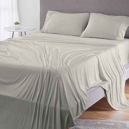 Bedgear Dri-Tec Sheet Set – Moisture Wicking Technology, Breathable, Cooling Sheets – Flat Sheet, Fitted Sheet, Pillowcases – All Mattress Types, Bedding Dorm Apartment Essentials, Queen, Pearl Gray