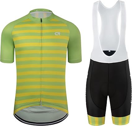 CR Men's Cycling Jersey Set Road Bike Jersey Zipper Pocket Short Sleeves Cycling Kits Bib Shorts 3D Padded