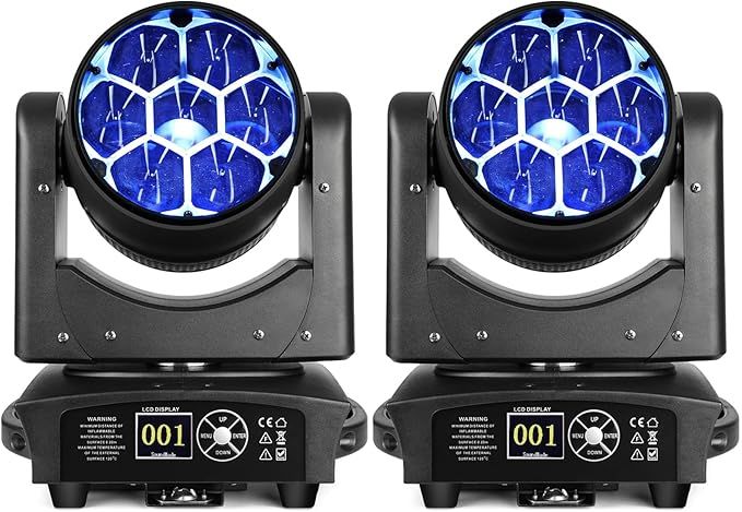 BETOPPER LM0740 Moving Head Light 7x40W RGBW Beam/Wash/Zoom/CTO Effect Bee Eye LED Stage Lighting Spot Lights with Sound Activated for DJs, Bars, Christmas, and Home Party Lighting,2 Packs