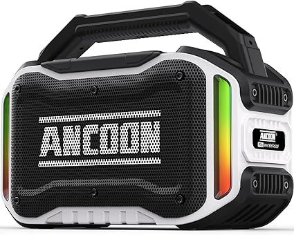 Speakers Bluetooth Wireless: 80W(Peak) Loud Speaker with Bass, 20H Playtime, IPX6 Waterproof, Large Jobsite Speakers for Work, Outdoor, Workshop, Garage, Portable Speaker with TWS (White)