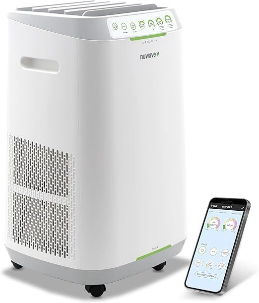 Nuwave Forever Smart Air Purifier for Home, Never Replace Air Filter System, Patented 7-Stage Filtration, Cleans Large Room up to 2,002 Sq Ft, Adjustable Flow Panel, Washable & Reusable Filters