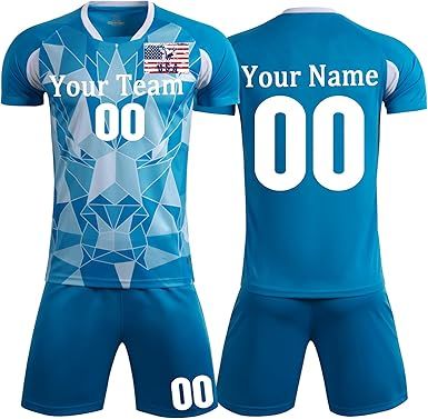 Custom Soccer Jersey Set Kids Adults with Name Number Team Logo Personalized Boy Girl Soccer Uniform Set
