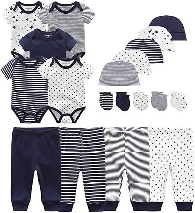 Kiddiezoom Unisex Baby Layette Essentials Giftset Clothing Set 19-Piece For Newborn Baby