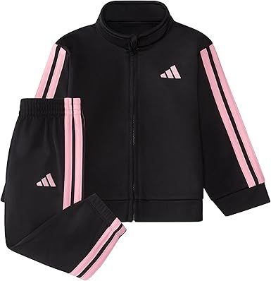 adidas Baby Girl's Zip Front Classic Tricot Jacket and Joggers Set