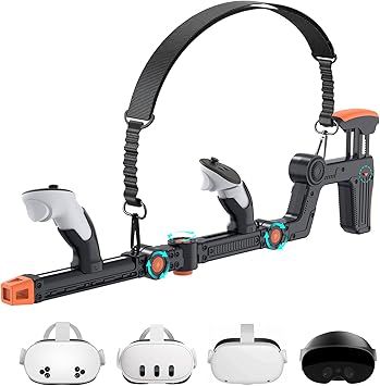 VR Gunstock Compatible with Meta Quest 2/3/3S/Pro, Shoulder Straps Adjustable FPS Gaming Controller Accessories Quick Magnetic Attachment Cheek Pad Immersive VR Stock Rifle Gameplay (Black)