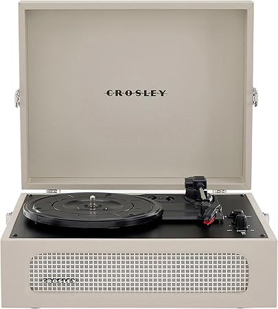 Crosley CR8017B-DU Voyager Vintage Portable Vinyl Record Player Turntable with Bluetooth in/Out and Built-in Speakers, Dune