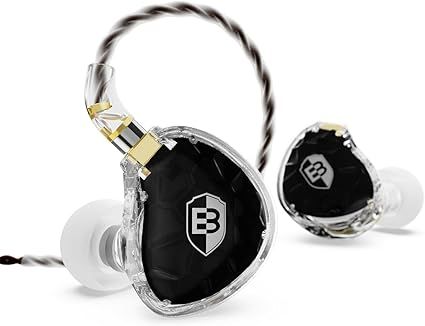 BASN ASONE 14.2mm Planar Driver in-Ear Monitors Earphone with Two Detachable MMCX Cables for Musicians Drummers Bass Players Singers(Black)