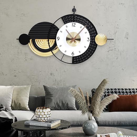 Large Modern Wall Clocks Big Wall Clock Nordic Style Metal Dial Battery Operated Clocks for Living Room Kitchen Bedroom 20.8X34.2inch