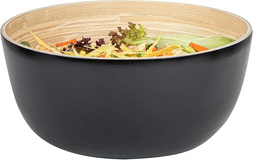 Restaurantware-Bambuddha 30 Ounce Large Salad Bowl, 1 Heavy-duty Round Salad Bowl - Sustainable, Reusable, Black Bamboo Serving Dish, For Serving Salads, Fruits, And Appetizers
