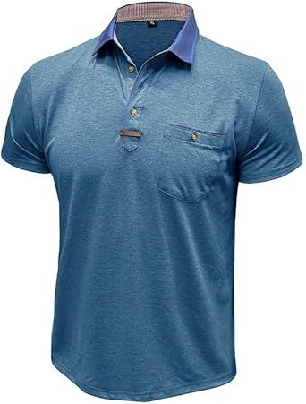 Fashion Men's Sports Short Sleeves Vintage Polyester Lapel T-Shirts Casual Outdoor Breathable Tops