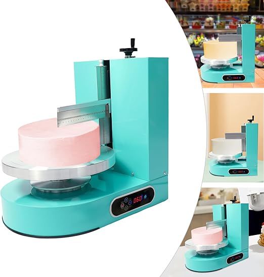 Automatic Cake Decorating Machine, Electric Cream Spreading Coater, 200W Pure Copper Motor Frosting Smoother, 60-320RPM for 4-12Inch Cakes, Bakeries Dessert Shops Homes, 110-220V (Green)