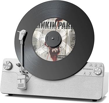 Vertical Automatic Record Player Bluetooth, Belt Drive Vinyl Turntable, Magnetic AT-3600L Cartridge, Bluetooth in & Out, Hi-Fi Stereo Speakers, RCA Out, Anti-Resonance (Silver)