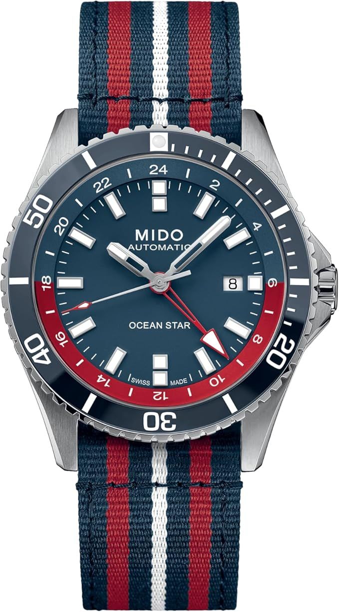 MIDO Ocean Star GMT - Swiss Automatic Watch for Men - 44mm Stainless Steel Case with Rotating Bezel