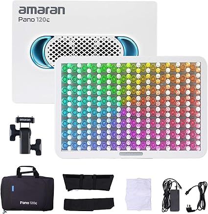 Amaran Pano 120c Kit Led Video Panel Light 120W RGBWW Full Color Lights,CCT 2,300K-10,000K,12 Lighting Efects,App Control,Support USB-C PD,with Softboxes and Carrying Case (White)
