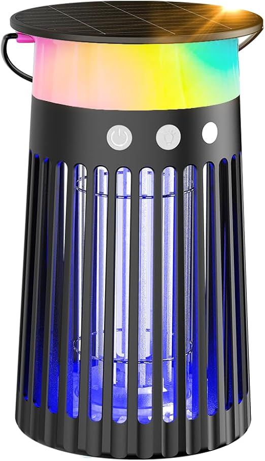 NEXLY SJZ-091 Solar Bug Zapper Portable Outdoor Waterproof Mosquito Killer Indoor Home Rechargeable Fruit Fly Trap 4200V Electric Gnat Traps for Room Garden Courtyard Kitchen Camping Backyard