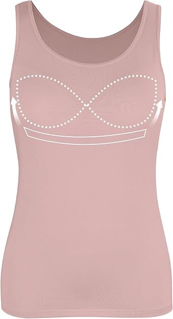 Tank Top with Built in Bra Cup for Women Casual Wide Strap Sleevless Layer Camisole Yoga Top Pack S-3XL