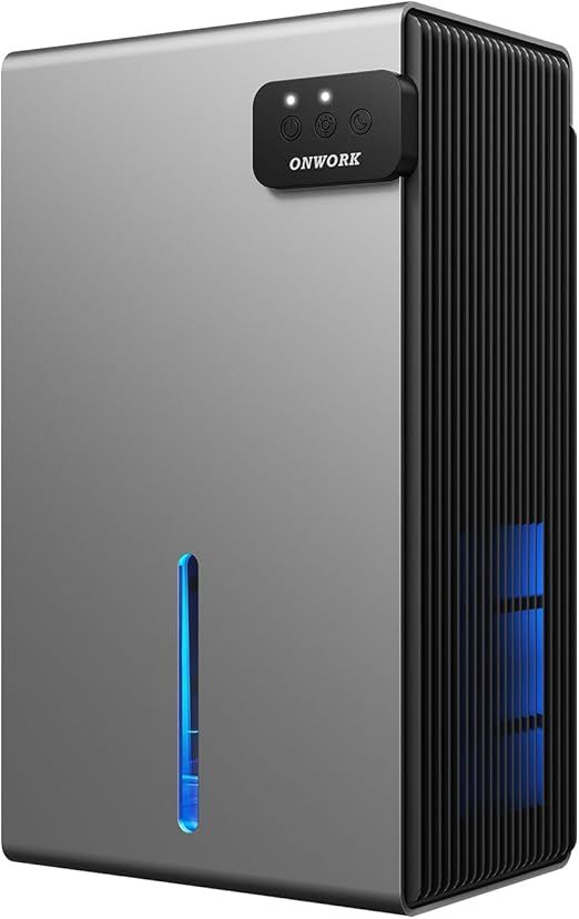 Dehumidifier, 95 OZ Dehumidifiers for Home (800 sq.ft), Quiet Small Dehumidifiers for Bedroom Bathroom Basements Closet RV, Auto Shut Off, Two Working Models and 7 Colors LED（Gery）