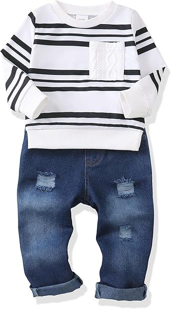 XUANHAO Baby Boy Clothes Infant Toddler Boy Outfits 12 18 24 Months 2T 3T 4T 5T Jeans Pants Clothing Set Fall Winter Clothes
