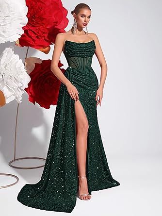 Cocktail Evening Gowns Formal Dresses for Women Sequin Tulle Wedding Guest Party Sexy Off Shoulder Floor Length Prom Dress
