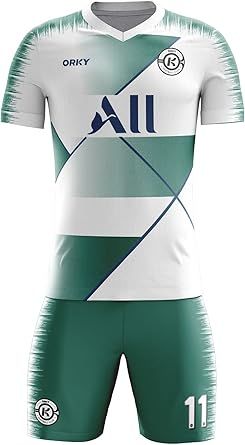 ORKY Men Customize Soccer Jersey with Short, Personalized Name Number Team Outfit, Custom Made Footbal Tournament Uniform