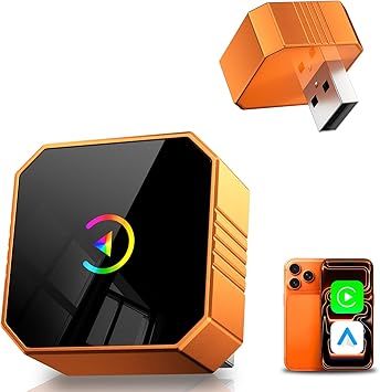 2026 Upgrade Mini Wireless CarPlay Adapter for CarPlay & Android Auto, Plug & Play, Fast, Auto Connect, No Latency 2in1 Car Play Wireless Adapter for iPhone iOS 10+ Android 11+ Information Display